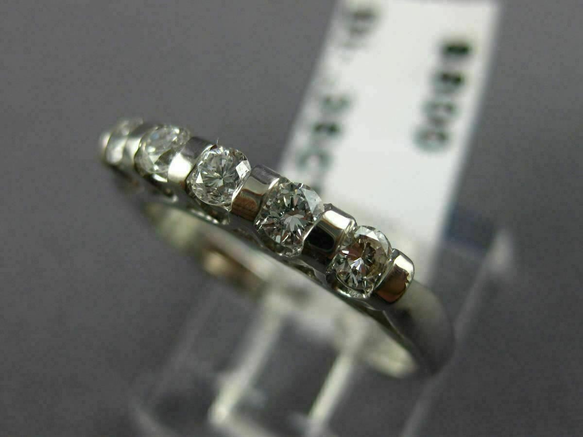 ESTATE 5 DIAMOND 14K WHITE GOLD TENSION SET WEDDING ANNIVERSARY RING 2.5MM 14603