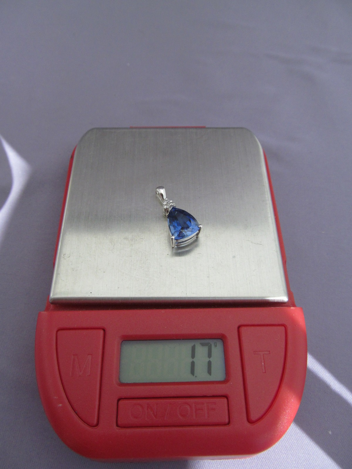 HUGE! LGL 10K WHITE GOLD TRILLION LONDON BLUE TOPAZ & DIAMOND STACKED PENDANT