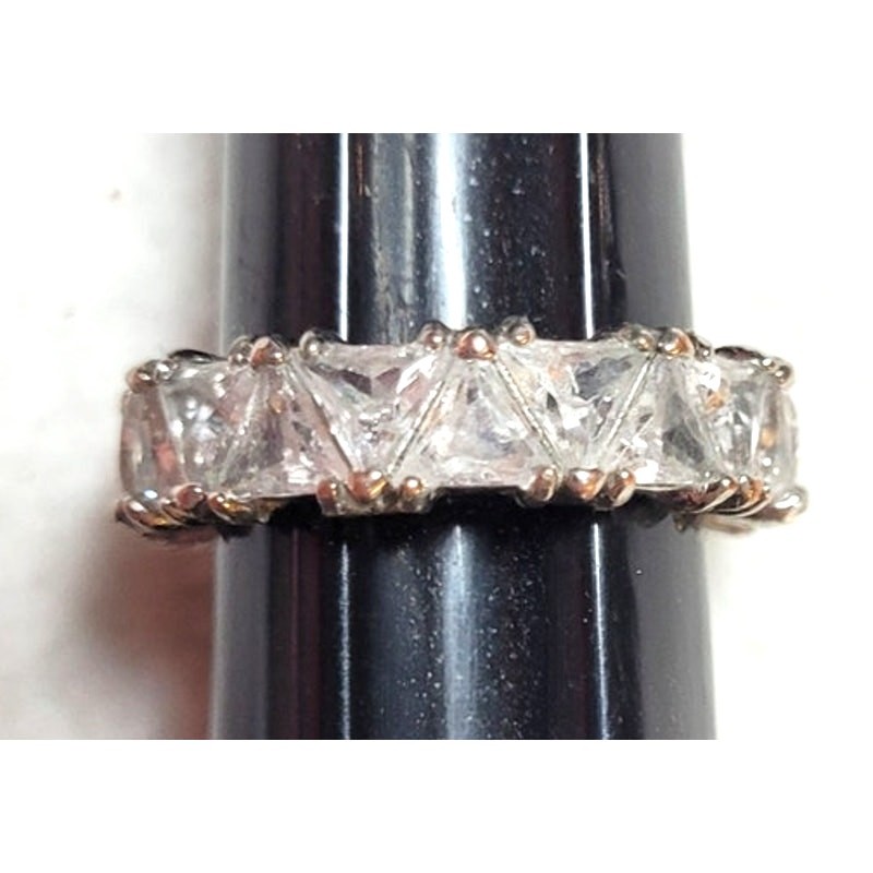 Lot of 2 Vintage 60s-80s Silver Tone Eternity Ring Bands Open Back Sizes 9 & 10