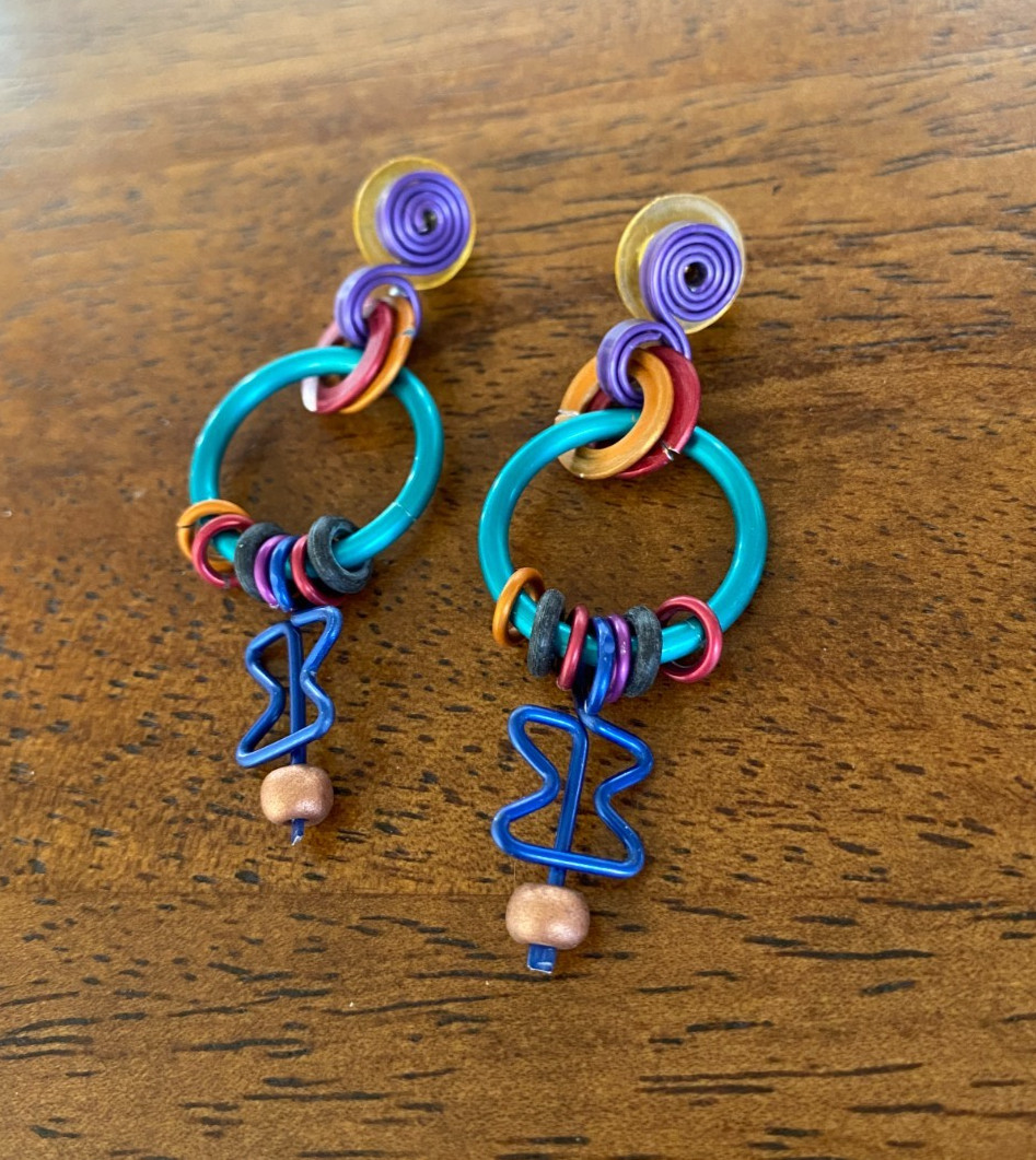 David Spada Anodized Aluminum Earrings Unsigned Vintage Pierced