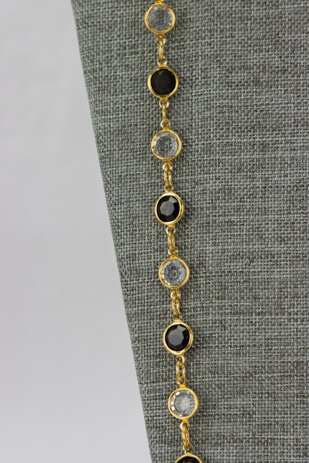 Austrian Crystal USA Open Bezel Link Necklace, Gold Tone, 34gr