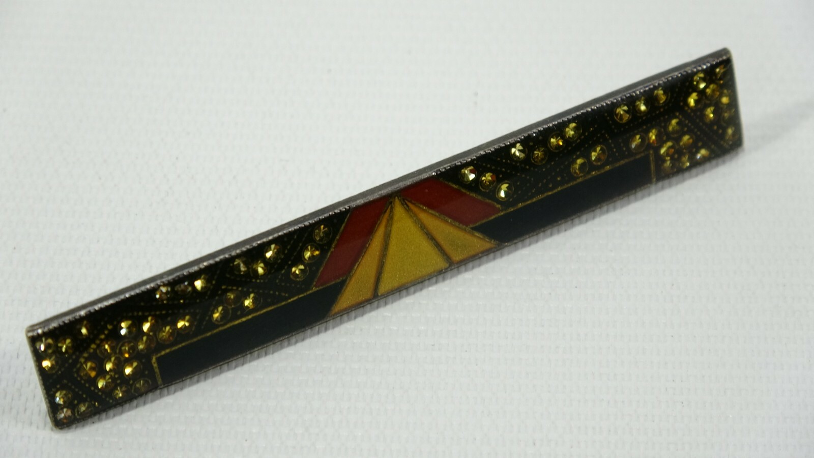 Art Deco Style Enamel Bar Pin With Safety Clasp Lapel Pin – Gold & Black Colors
