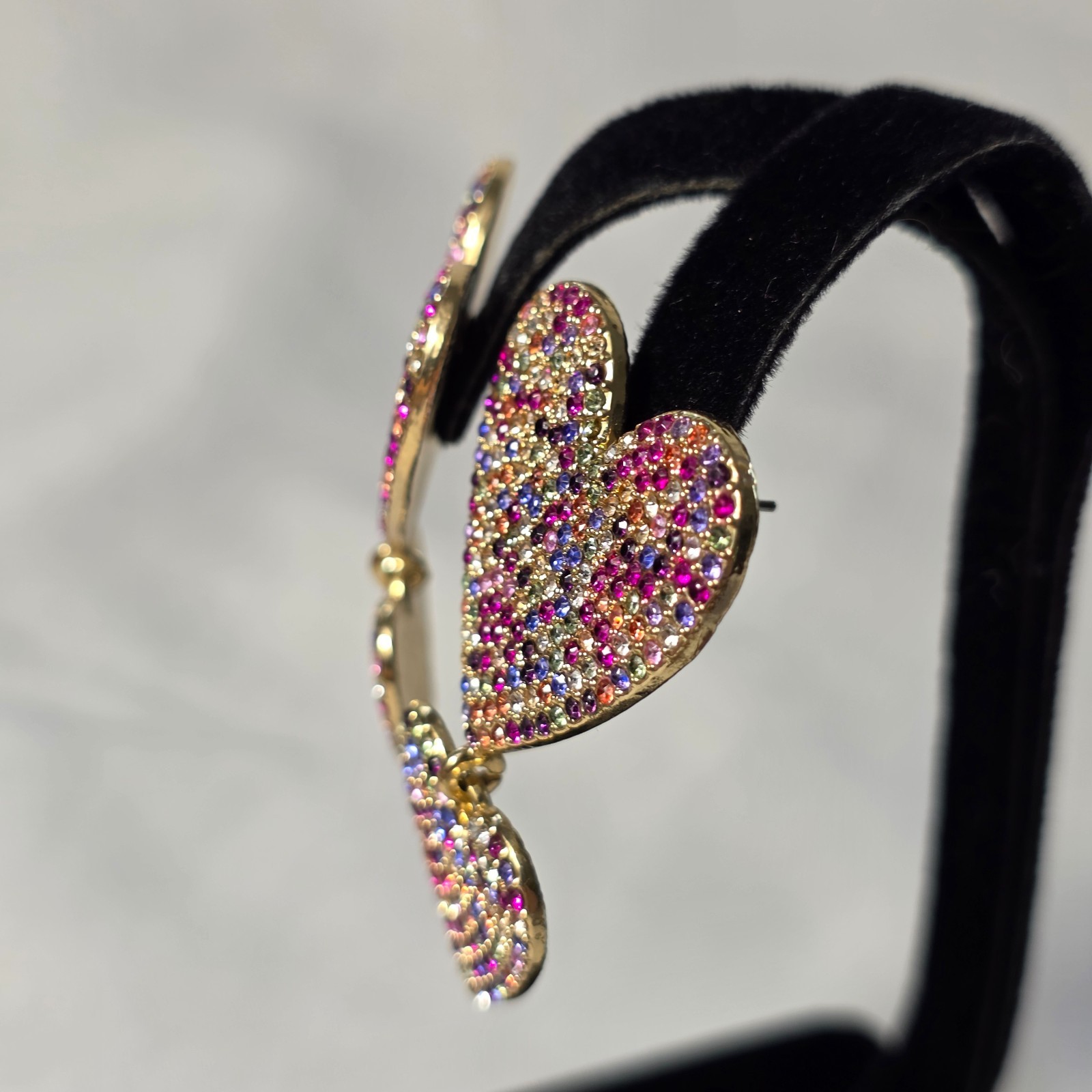 Sugarfix by Baublebar Double Heart Earrings Multicolored Rhinestone Crystals