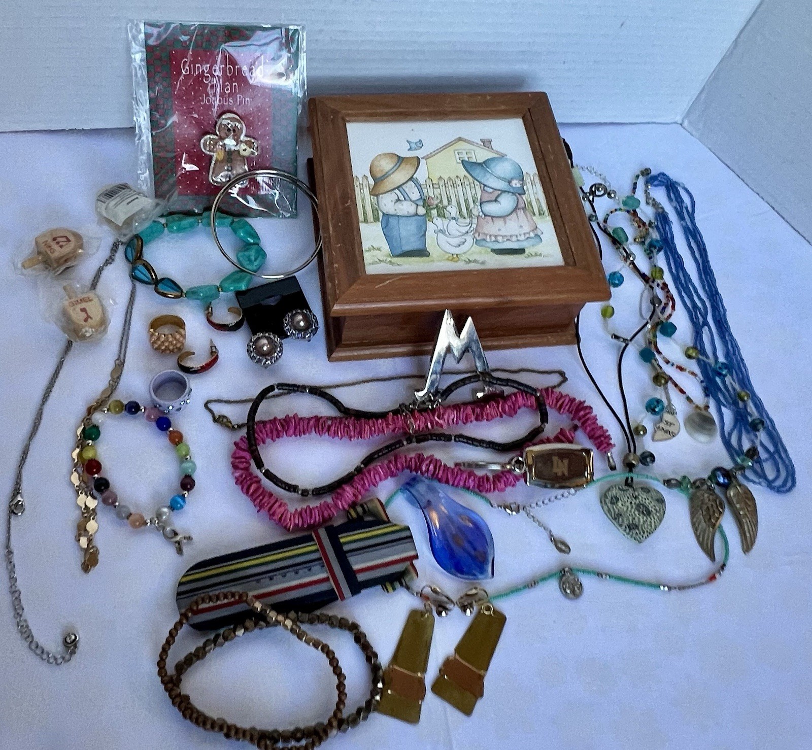 Jewelry Box With Jewelry Lot 1lb 8oz Vtg Ceramic Wood Box Jewelry & More!