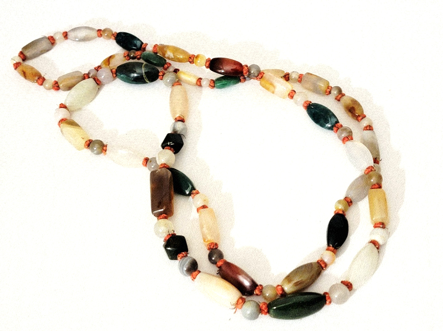 Polished Glass Artisan Multicolor Beggars Beads Knotted 48 inch