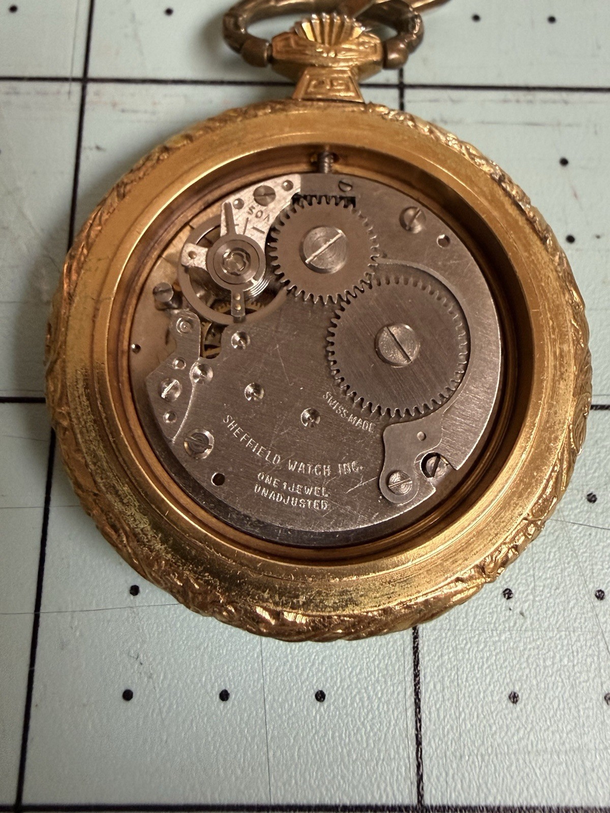 Sheffield Vintage Pocket Pendant Watch Manual Wind Gold Tone