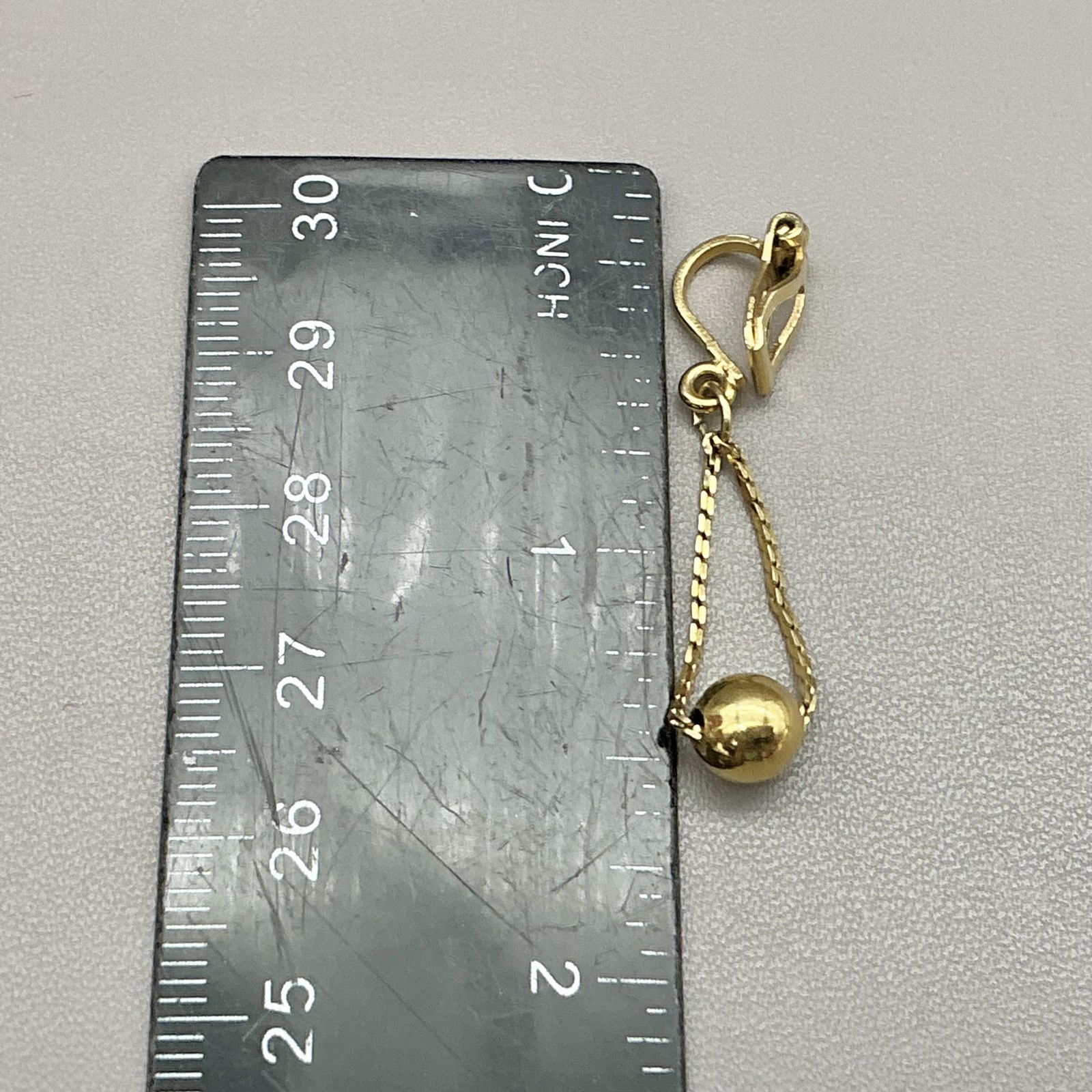 Vintage Napier Earrings Gold Tone Chain Dangle Clip On Round Ball Drop Jewelry