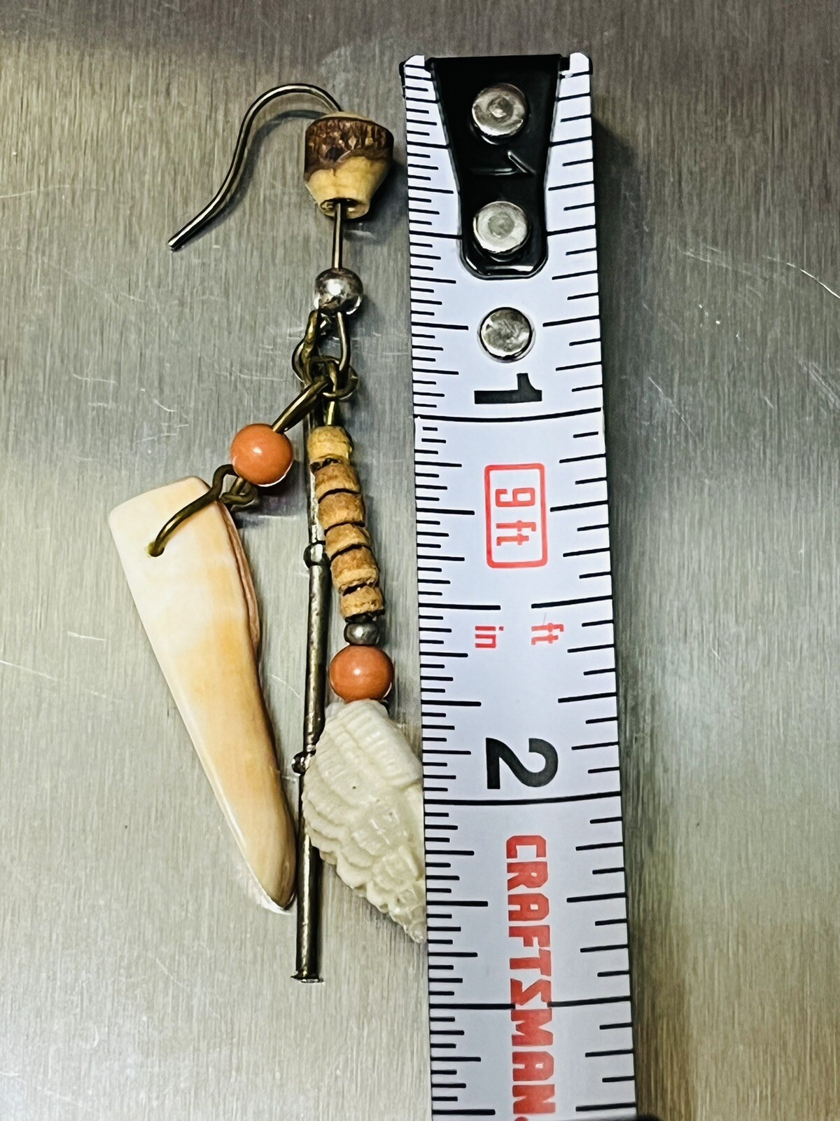 Sea SHELLS vintage Hook EARRINGS pierced long dangle handmade