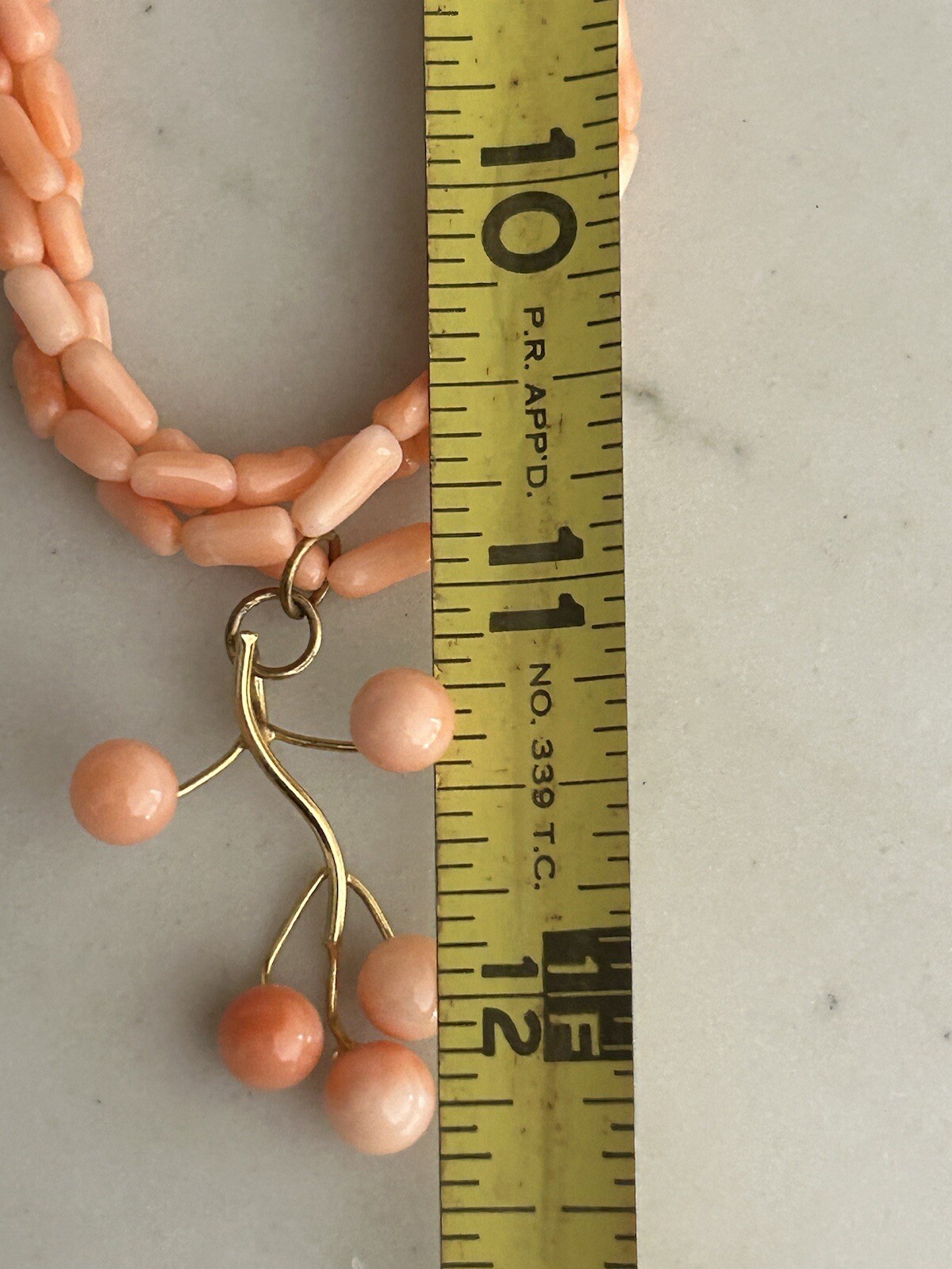 VTG Angel Skin Coral Tube Twisted Strand Necklace Pendant Genuine Pink Art Deco