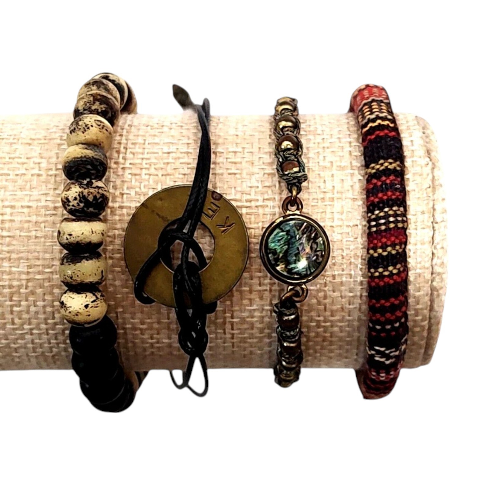 VTG 4PC Chunky Boho Festival Earthy Natural Bohemian Statement Bracelets