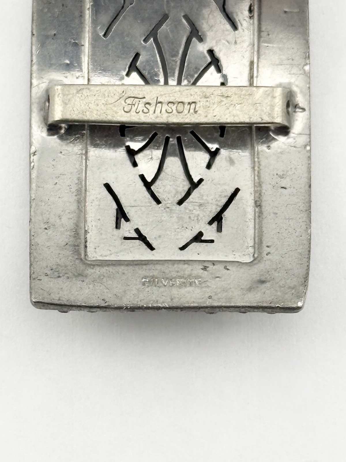 Vintage Fishson Henry Fishel & Son Silverite Buckles W/ Rhinestones