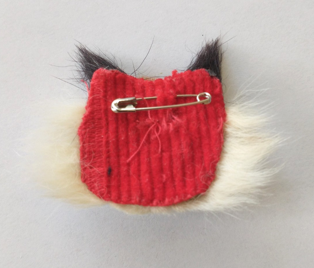 Vintage Real Fur Big Cat/Tiger Face Pin Brooch