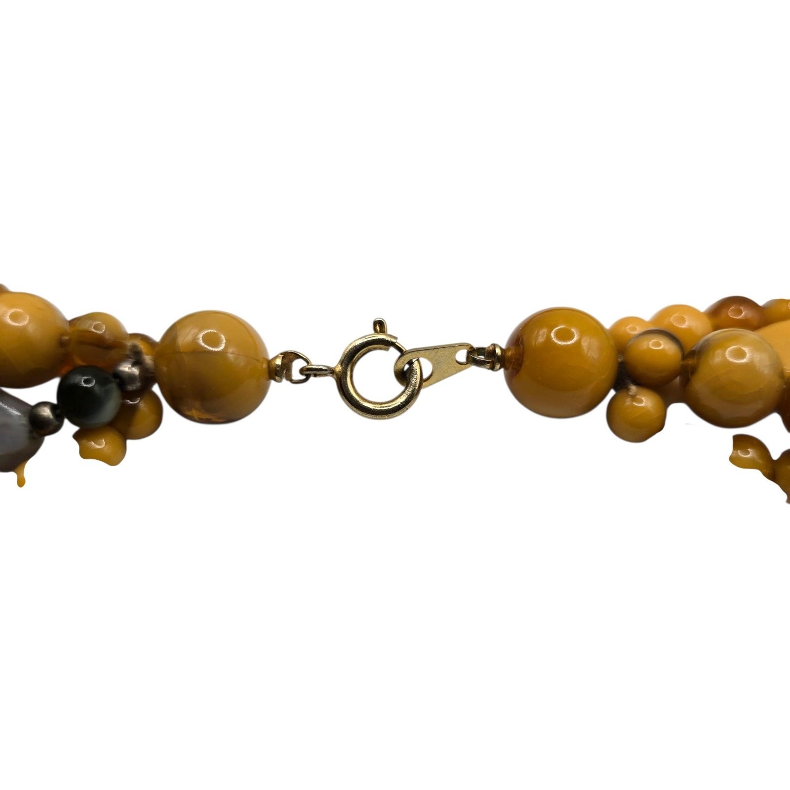 Necklace Vintage Multi Strand Beaded Orange White Lucite 18″ Retro SKU2321