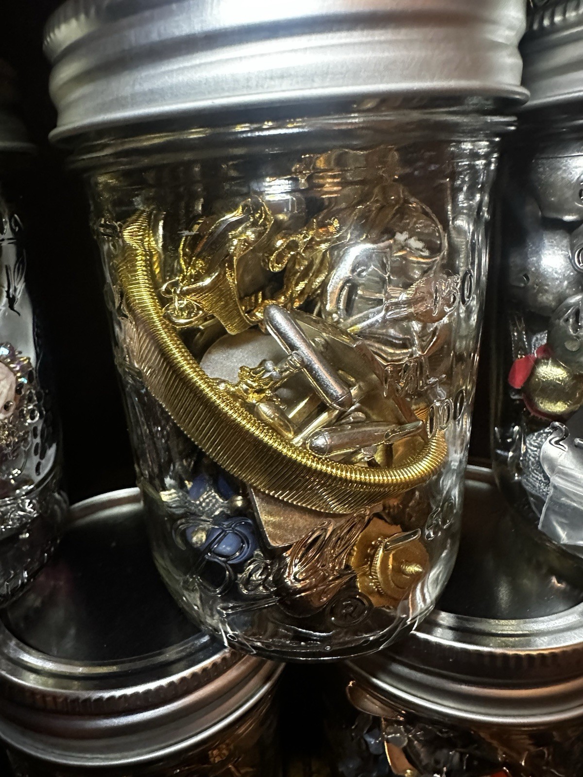 Mystery Jewelry Jar Lot Vintage/Modern Estate Mix Unsearched Gold/Silver Tone
