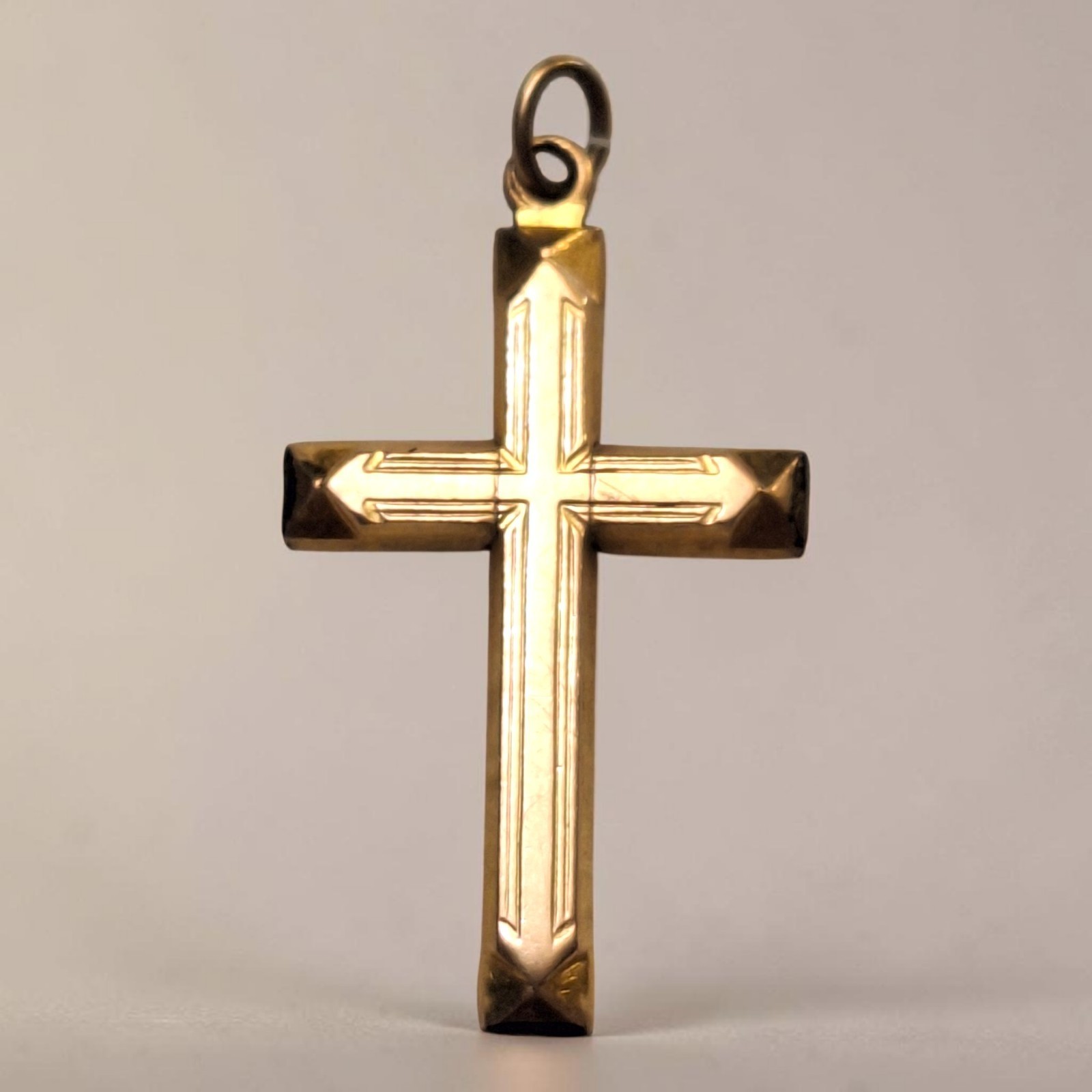 VTG 1/20 12k GF Gold Filled Etched Cross Pendant 1 1/4″