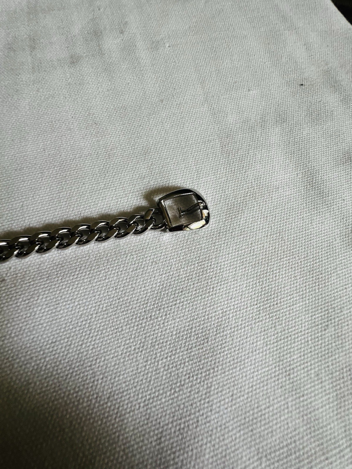 Vintage Avon Belt Buckle Chain Bracelet Silver Tone Adjustable 7.25 in