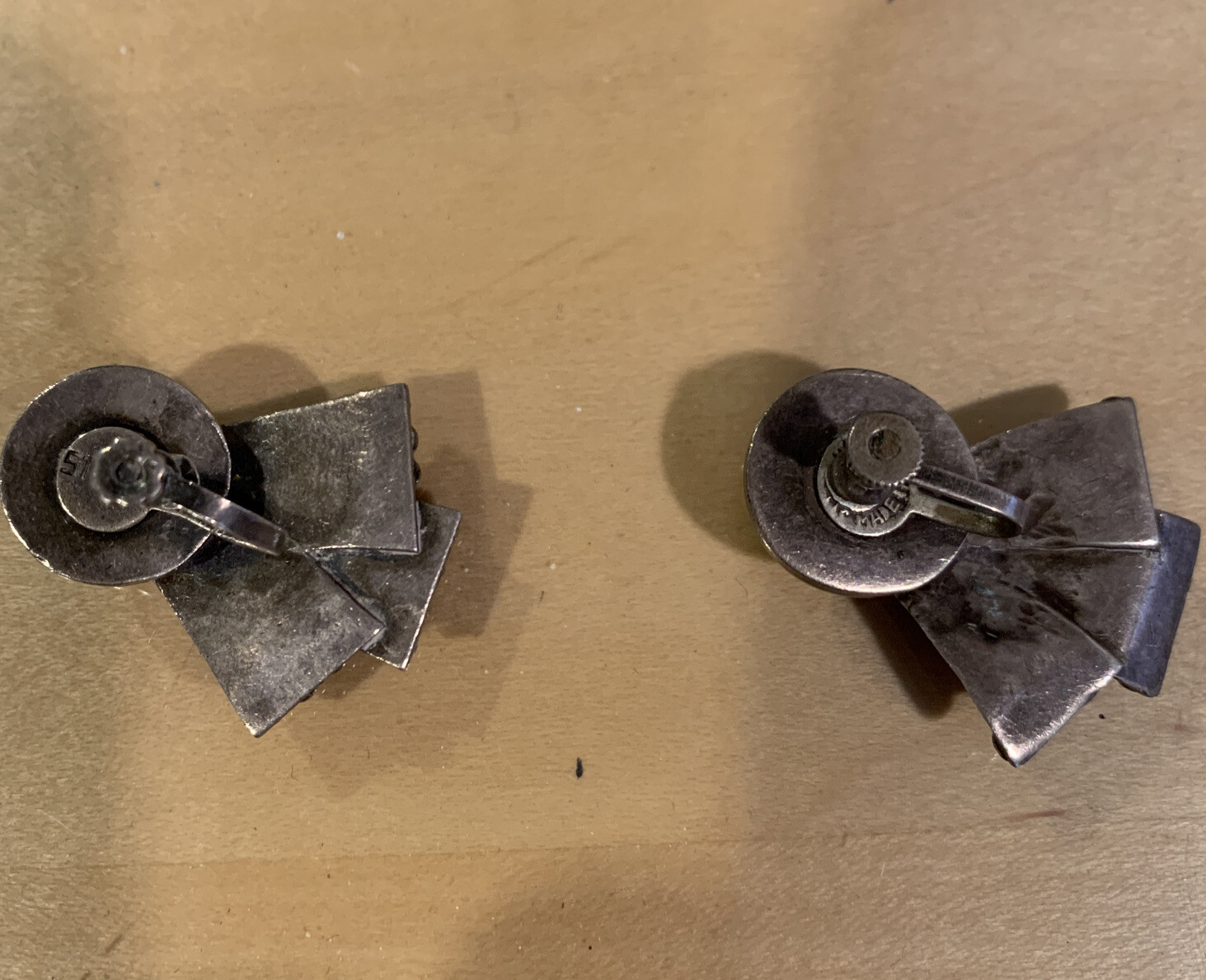 sterling silver tribal vintage earrings Circa 1940-1950 Screw-in Back Post