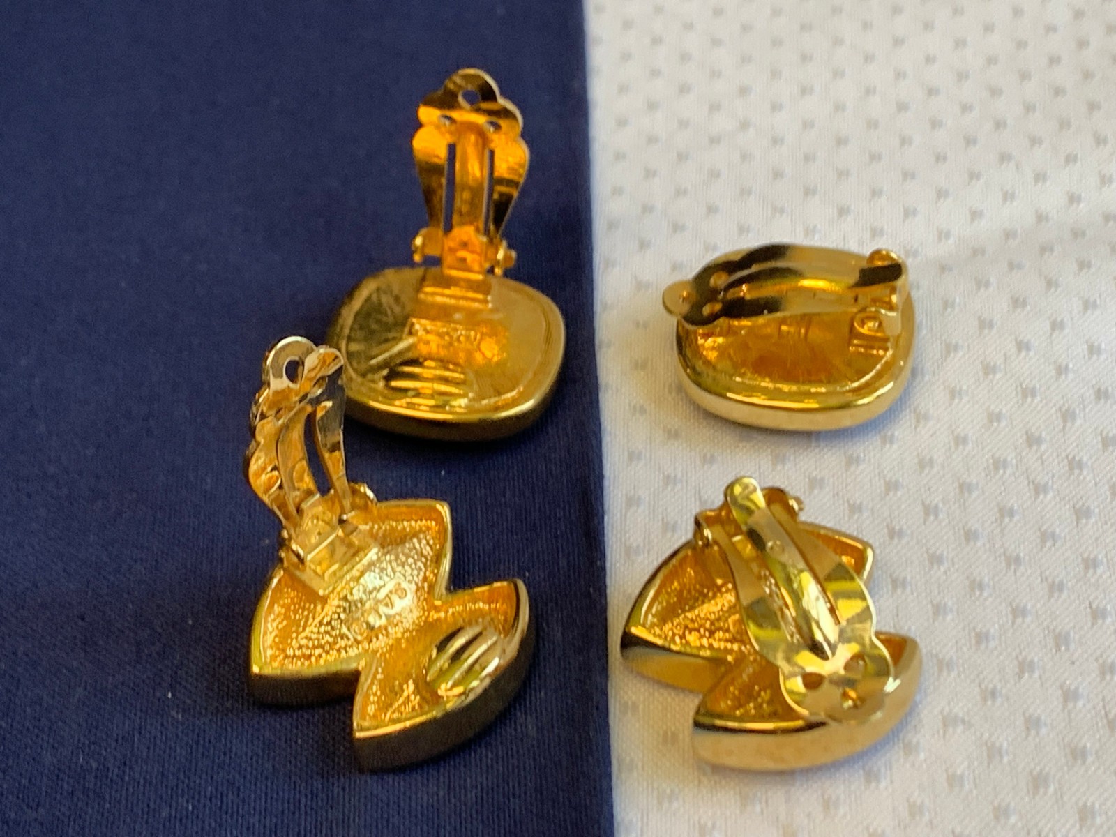 Vtg Clip-On Earring Lot Costume Jewelry Enamel Faux Gemstones / Pearl / Onyx
