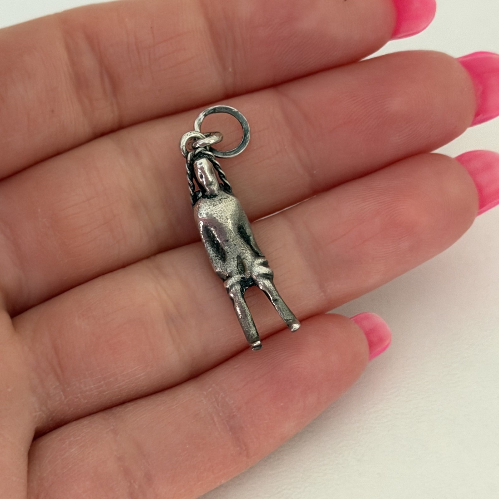 Vintage Sterling Silver Gold Miner Man 3D Person Charm Pendant