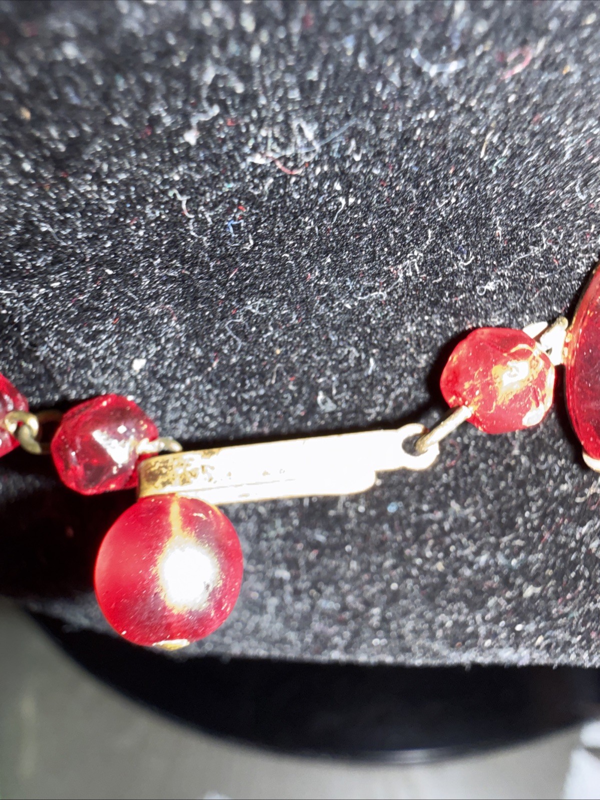 Vintage Western Germany Red/Red Iridescent 4 Stranded Beaded Necklace