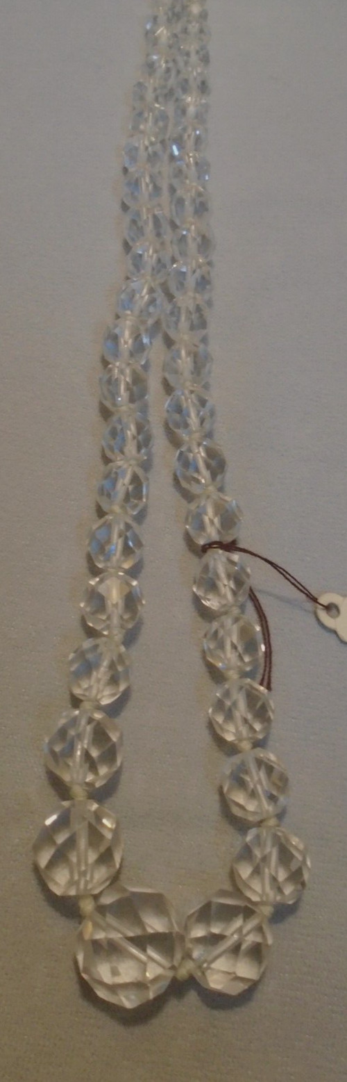 Crystal Glass Faceted Beads Knotted 20″ Necklace 1/4″-1/2″ BEADS VTG FREE SHIP