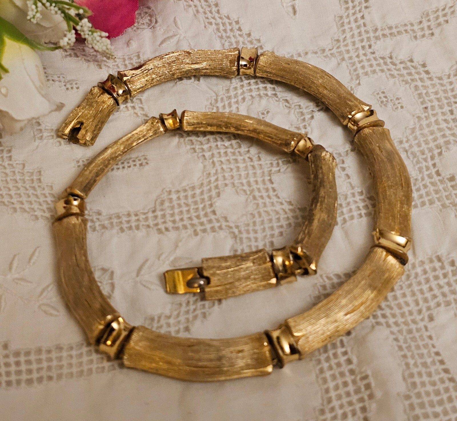 Vintage ORENA PARIS Design France Gold Plated Choker Necklace 1970’s RARE