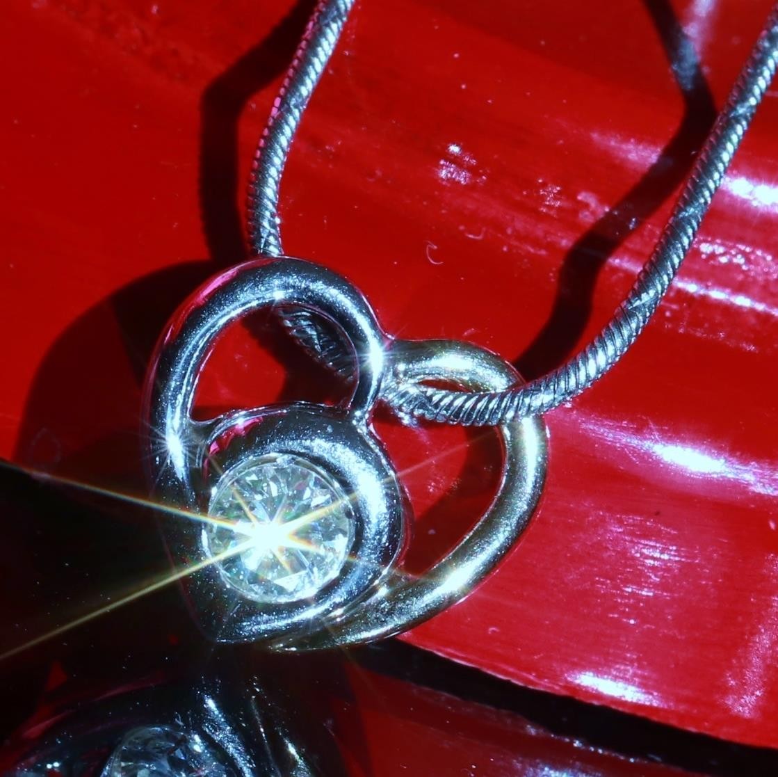 14k multi tone gold pendant 0.35ct natural diamond heart 18.0″ necklace 5.38gr