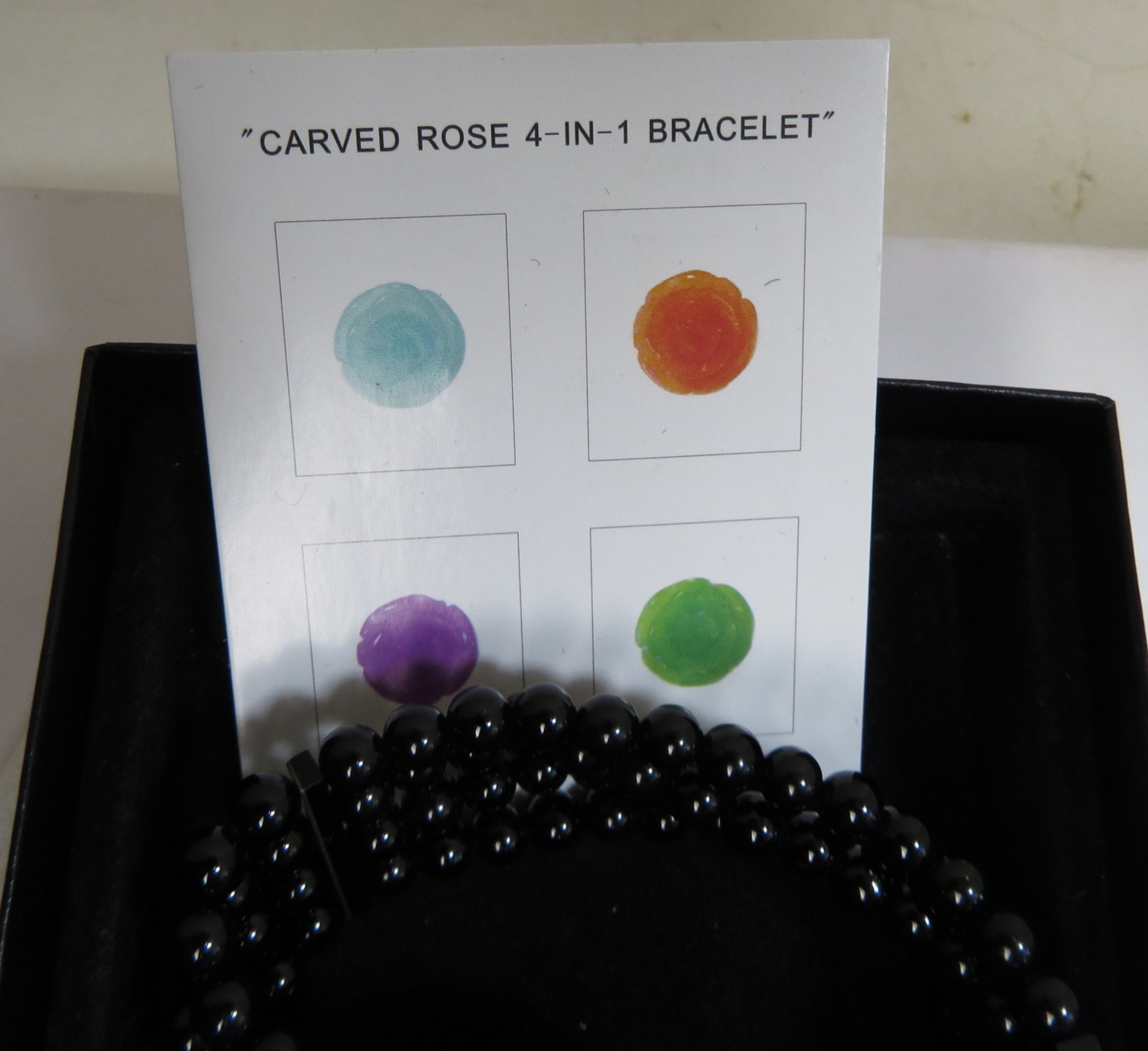 Carved Rose 4 In 1 Bracelet Interchangeable / Replaceable Magnetic Stones