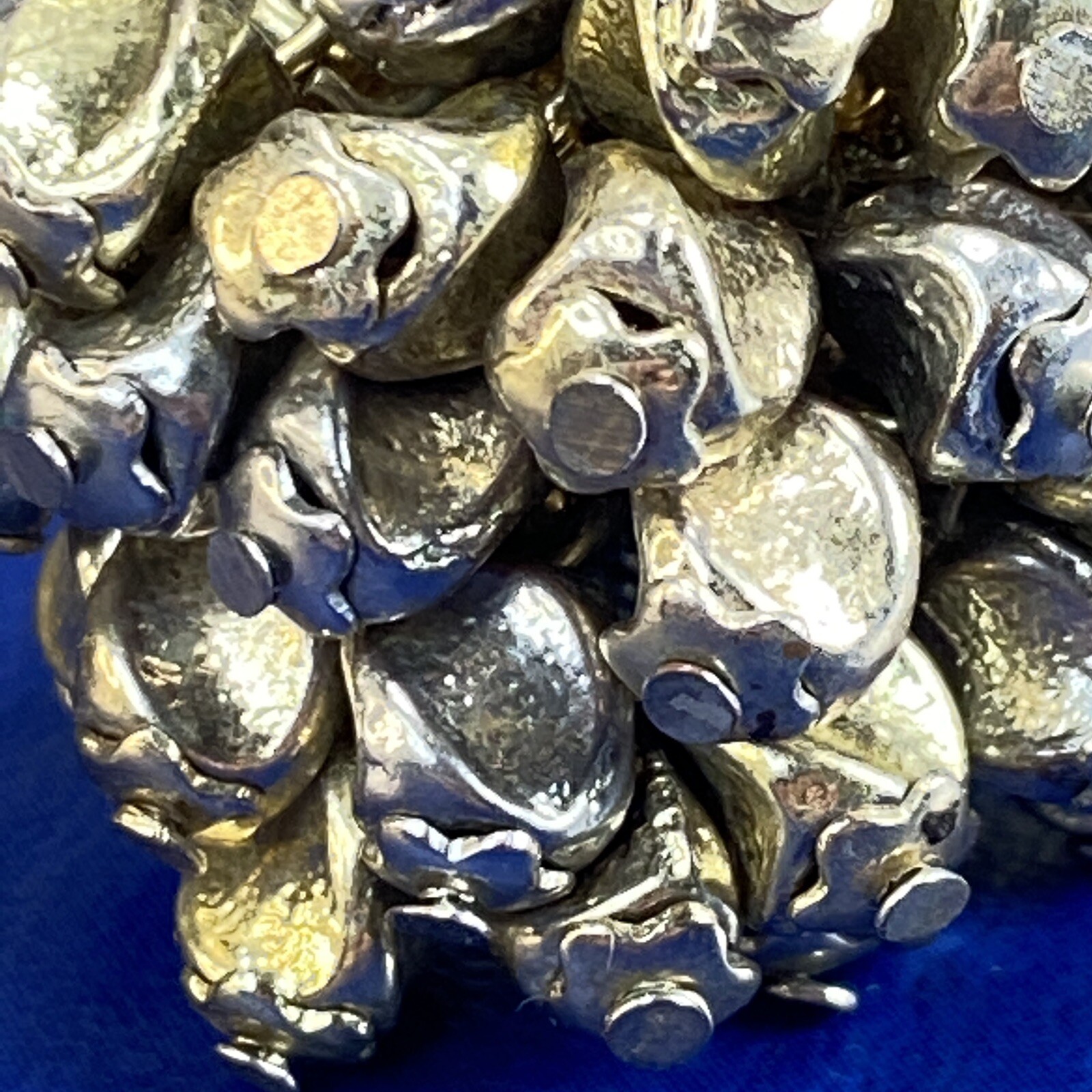Vtg RA Stretch Band Ring Bold Oversized Metal Jiggly Bling Nugget Chips SZ 7-10