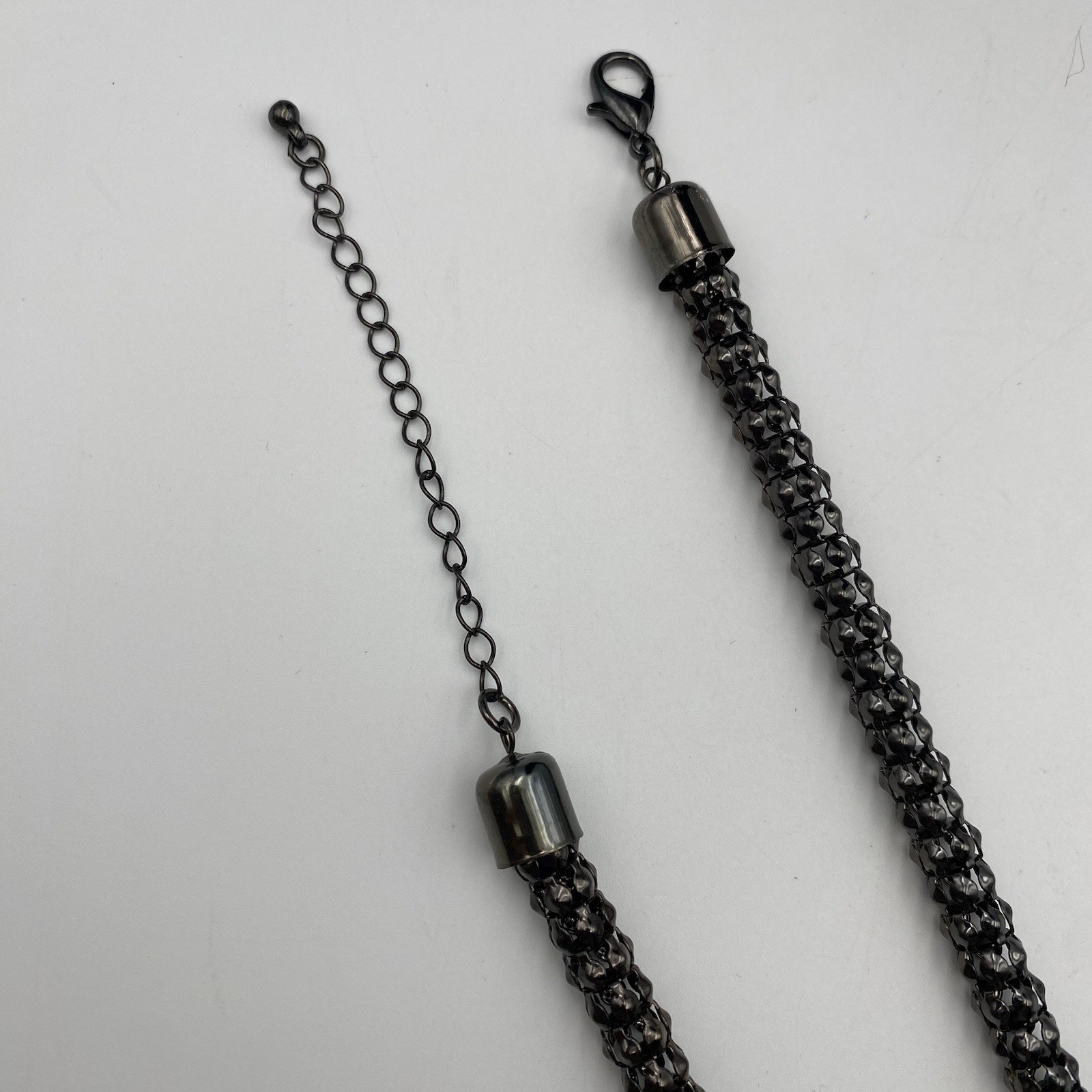 Black Gun Metal Snake Rope Chain Necklace 17″ Lobster Claw Clasp