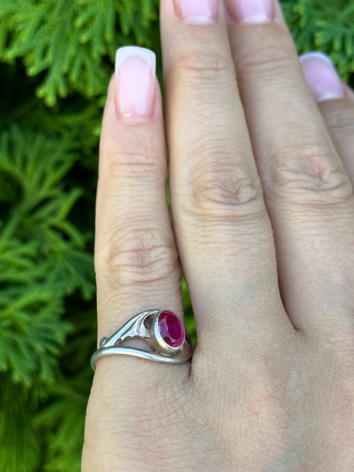 USSR Ring Woman Silver 925 Vintage Jewellery corundum (ruby) – 17.5mm