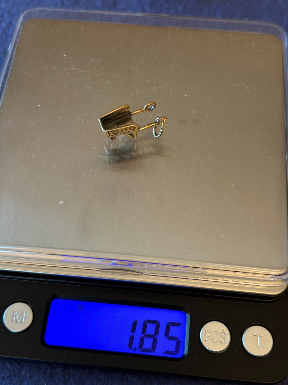 Vtg 3D Sterling Silver Charm Pendant Wheelbarrow 1.8 Grams Moving wheel