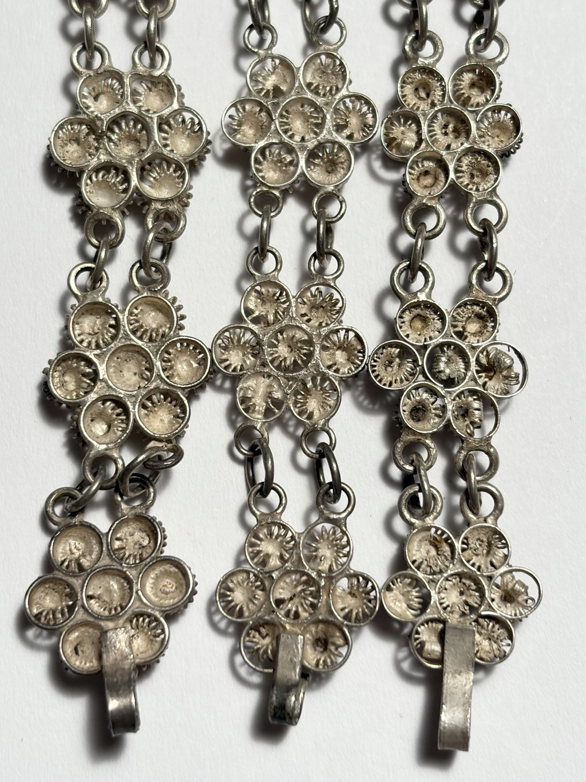 3 Antique Vintage Chinese Silver Cannetille Filigree Bracelets 6.5″ Necklace 41g