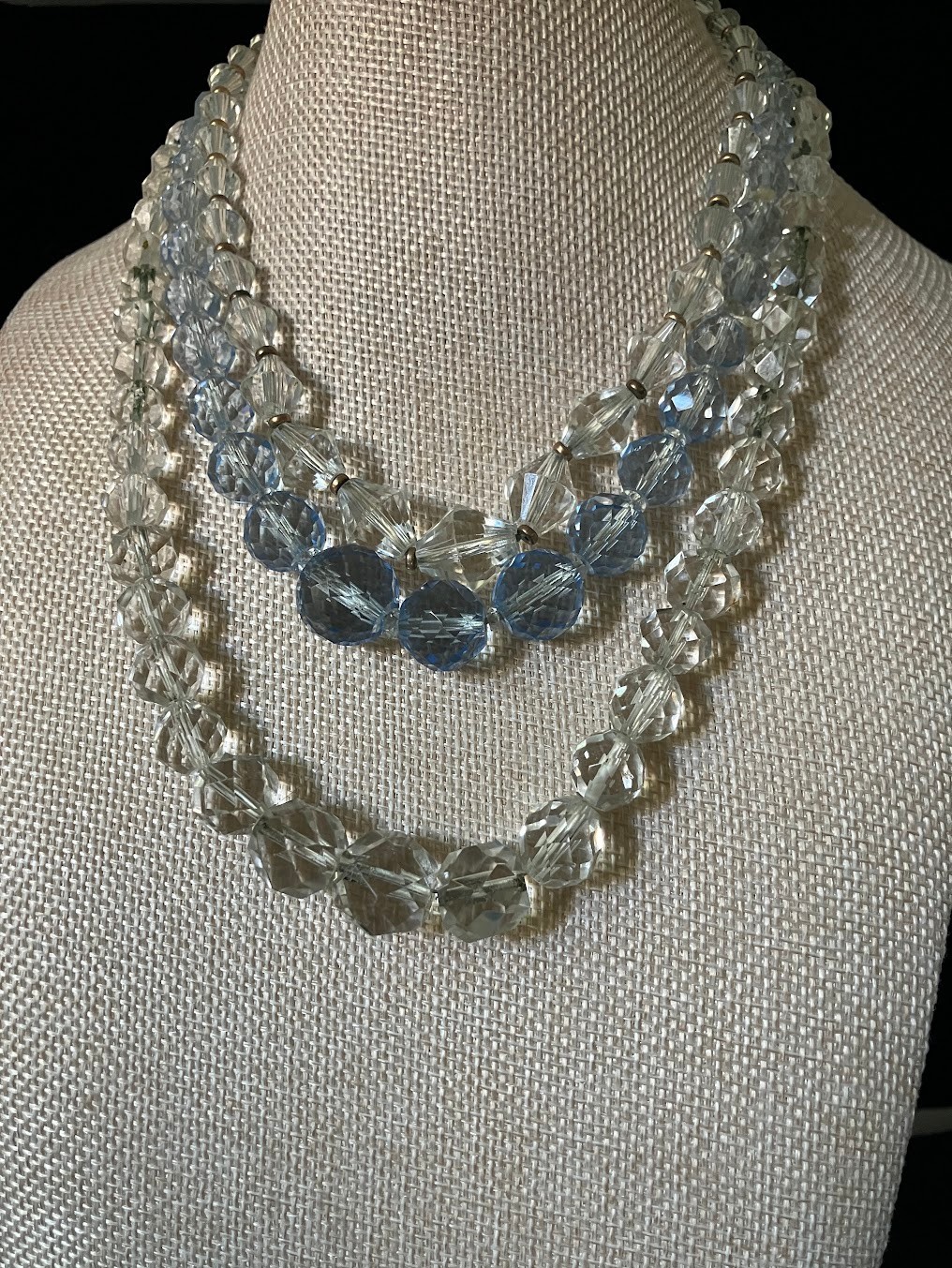 Vintage Faceted Crystal Glass Necklace Lot Cones Rounds FOR RESTRINGING UPCYCLE