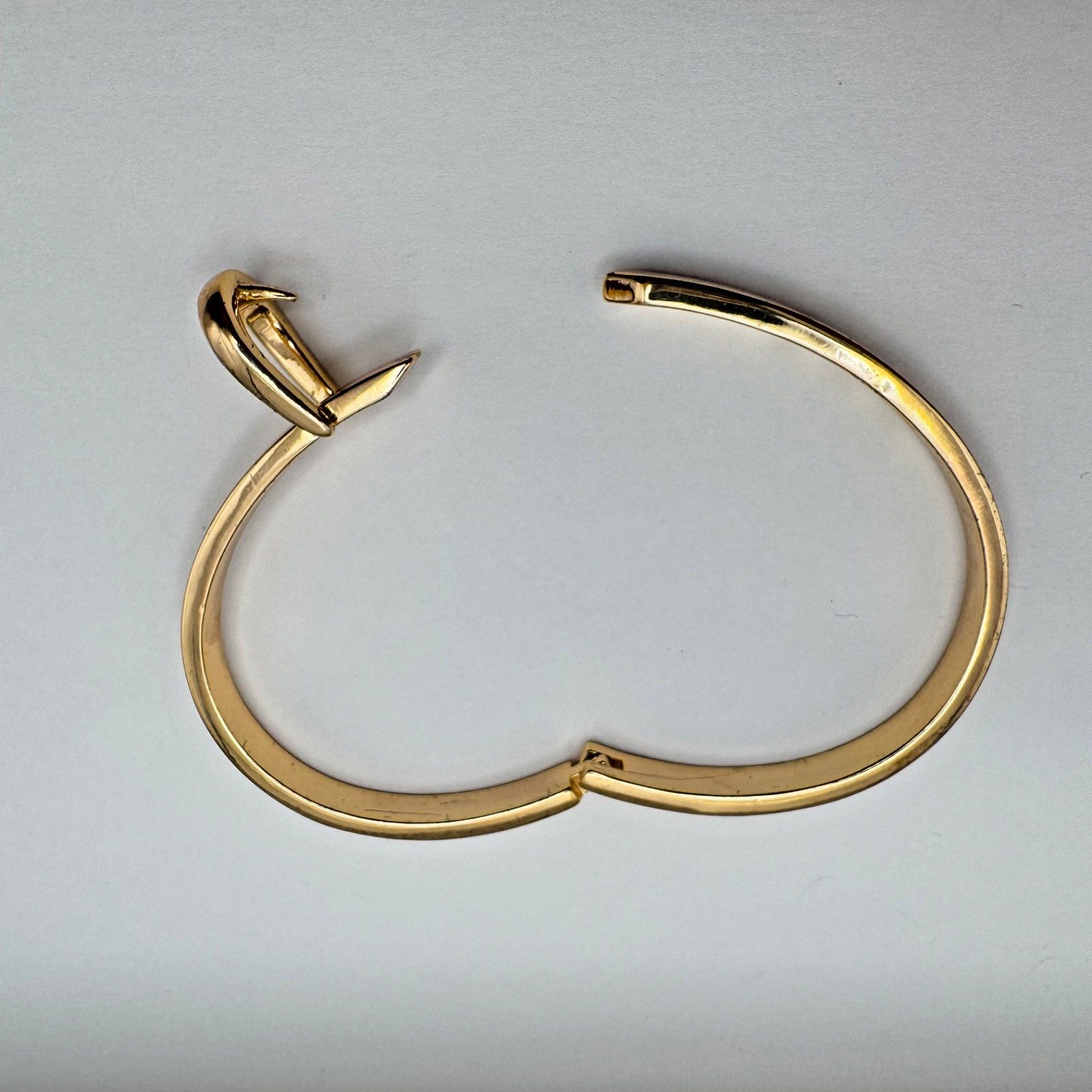 Sleek Gold Tone Belt Buckle Hinged Bracelet Adjustable Statement Bangle 6.5-7”