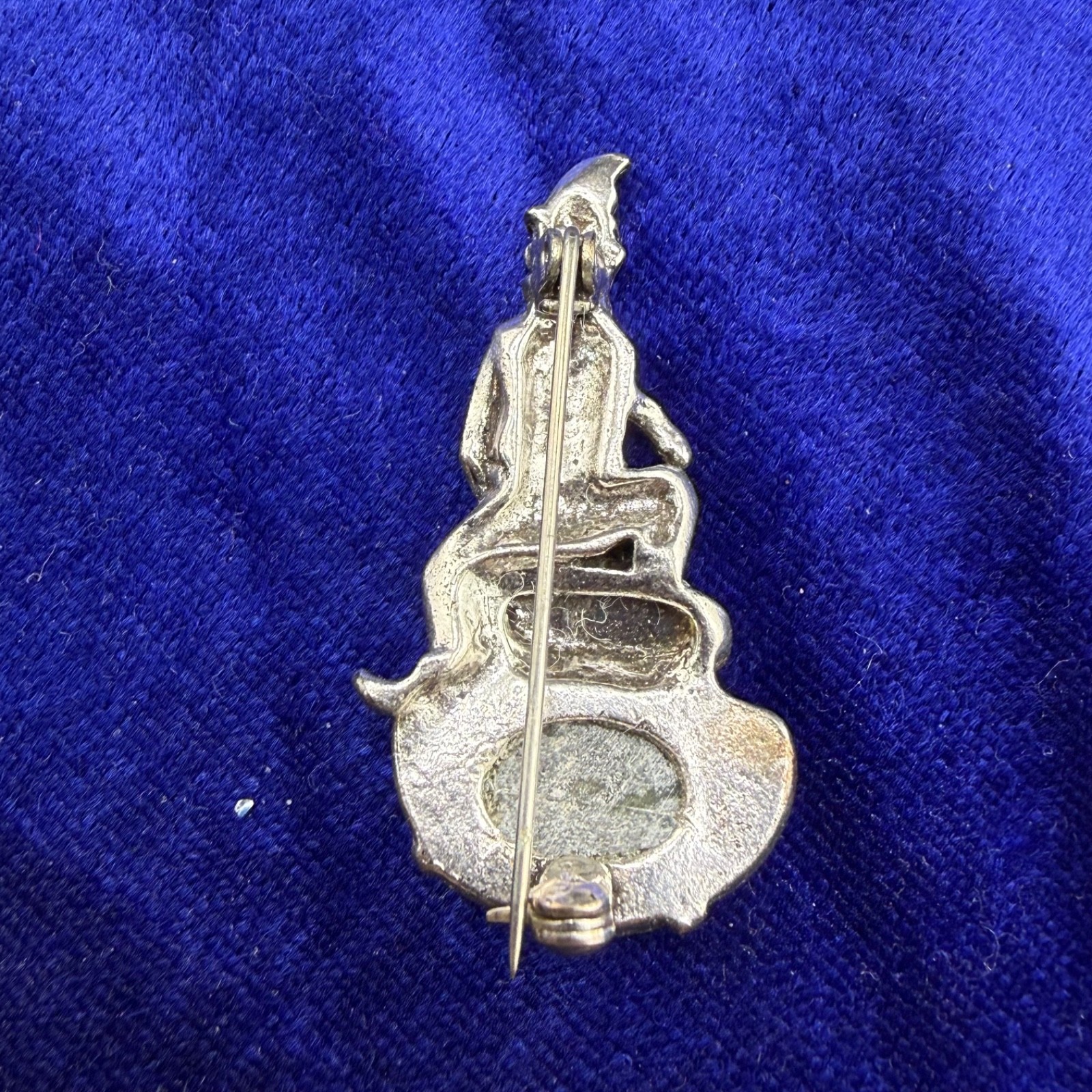 Vintage Connemara Marble Brooch Leprechaun Silver Tone Lucky Elf