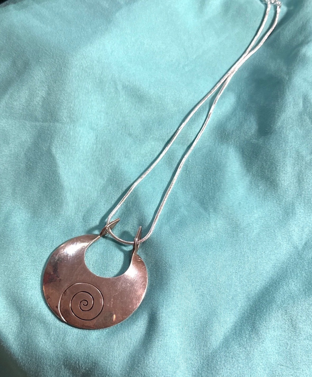 Vintage Dominique Dinouart 925 Sterling Silver Spiral Pendant Designer Necklace