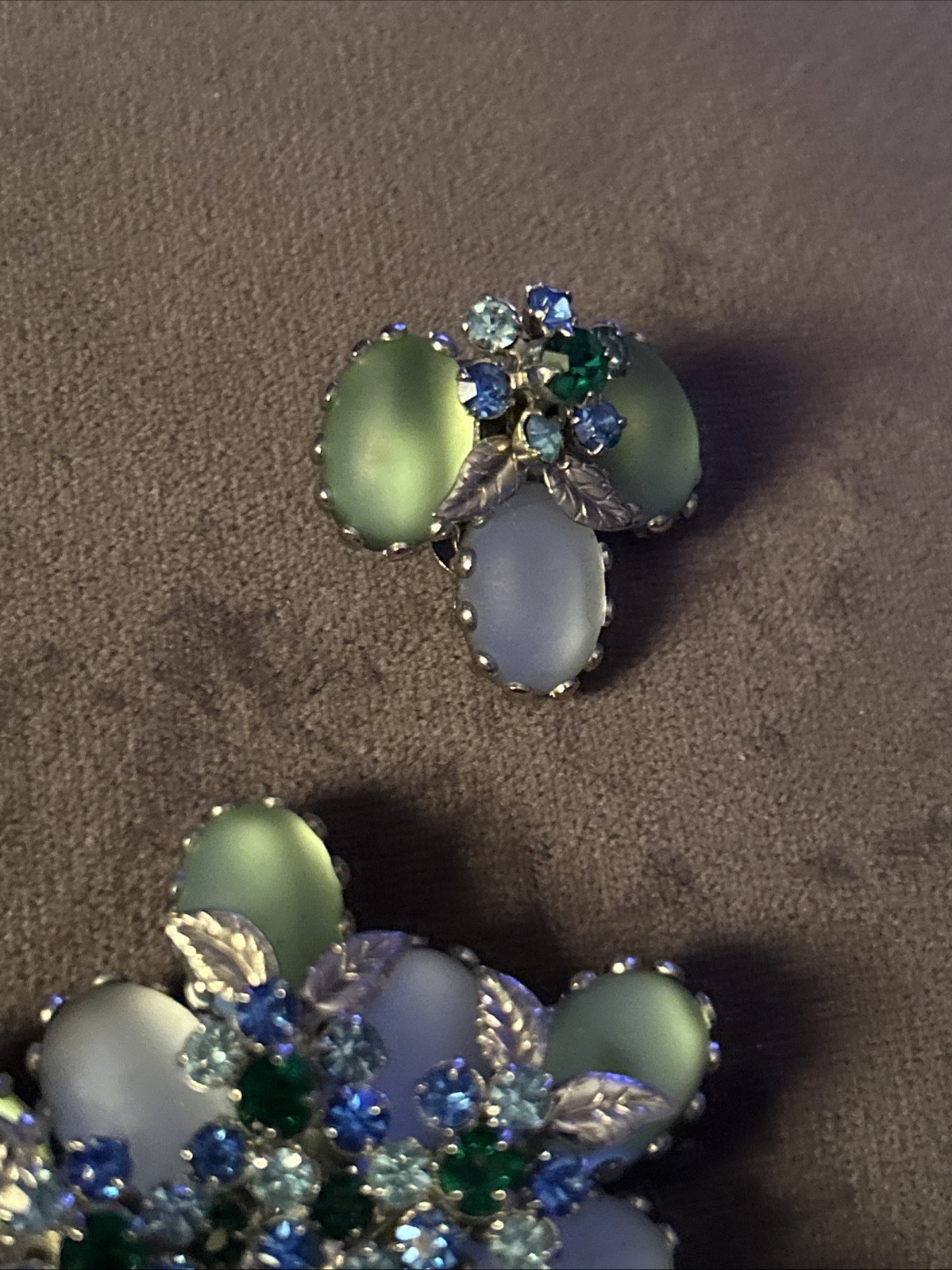 Vintage Rhinestone Brooch And Earrings