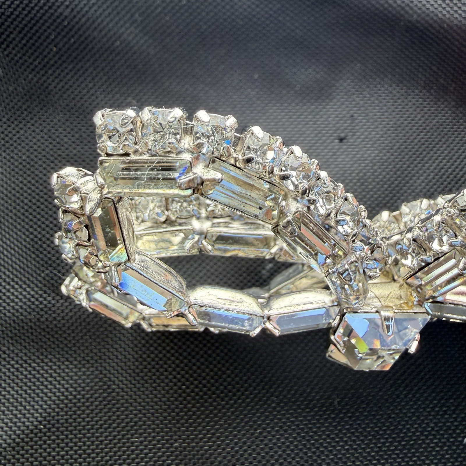 Vintage Rhinestone Bow Brooch/pin Baguette, Round And Emerald Cut Stones