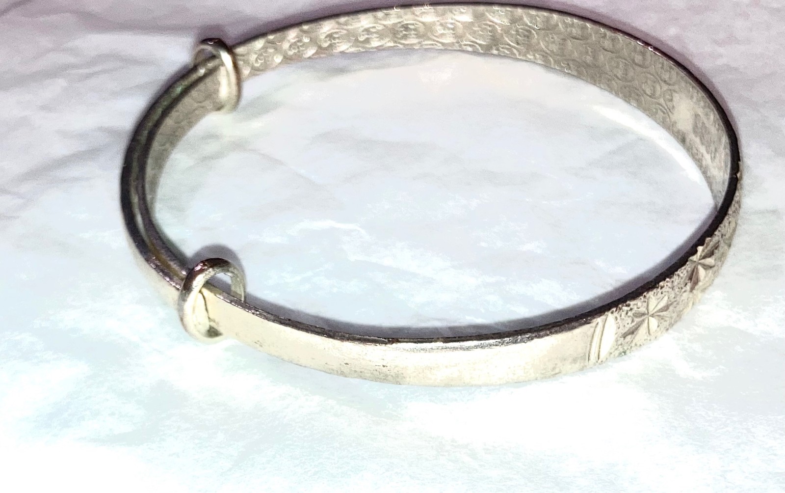 Sterling Silver Starburst Bangle Bracelet Vtg Mid Century Modern Adjustable