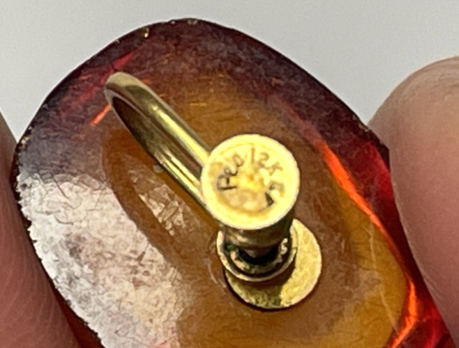 Vintage Signed Gold Filled Baltic Amber Screw Back Earrings Honey Brown 5.23g