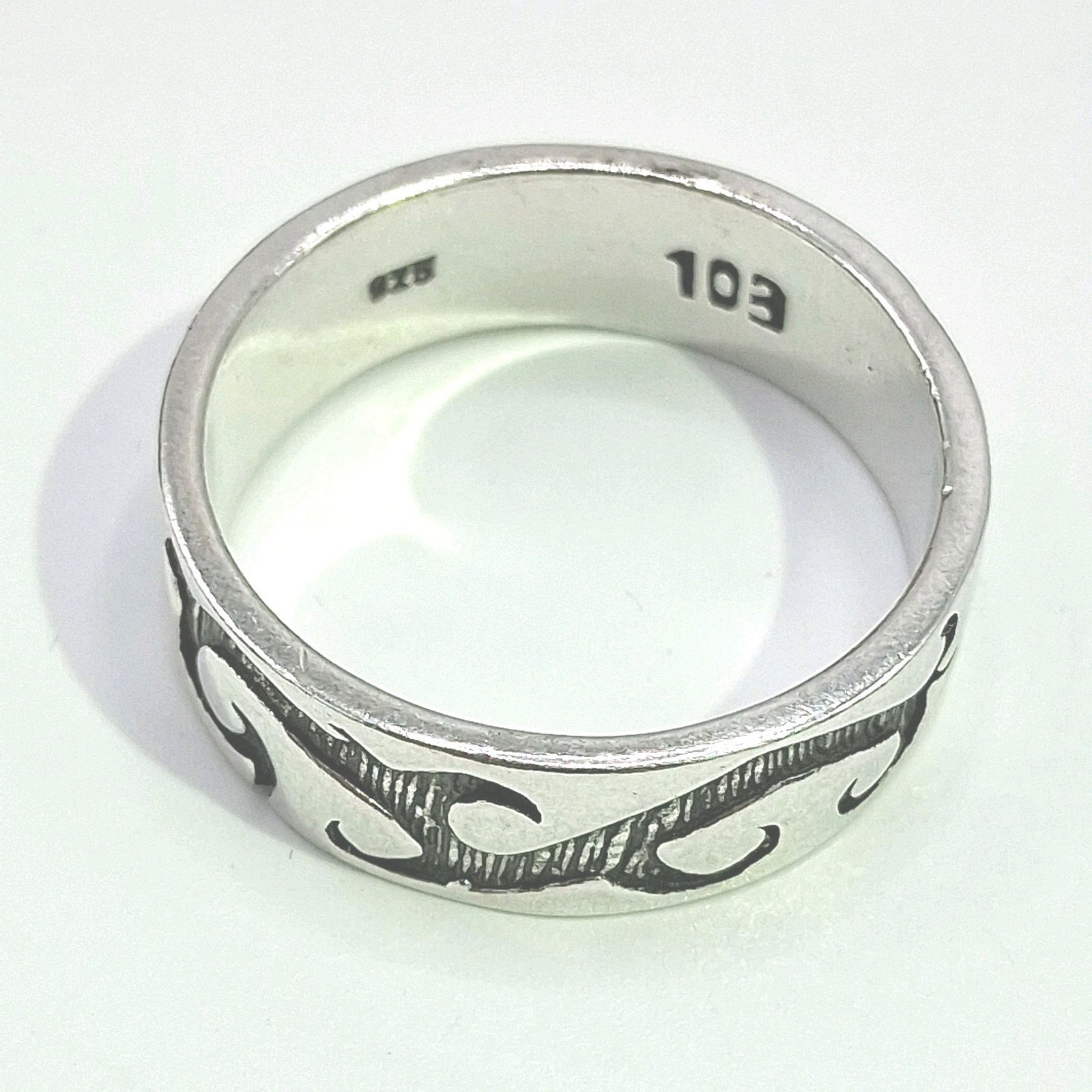 Vintage Southwestern Design Sterling Silver Band Ring Sz12