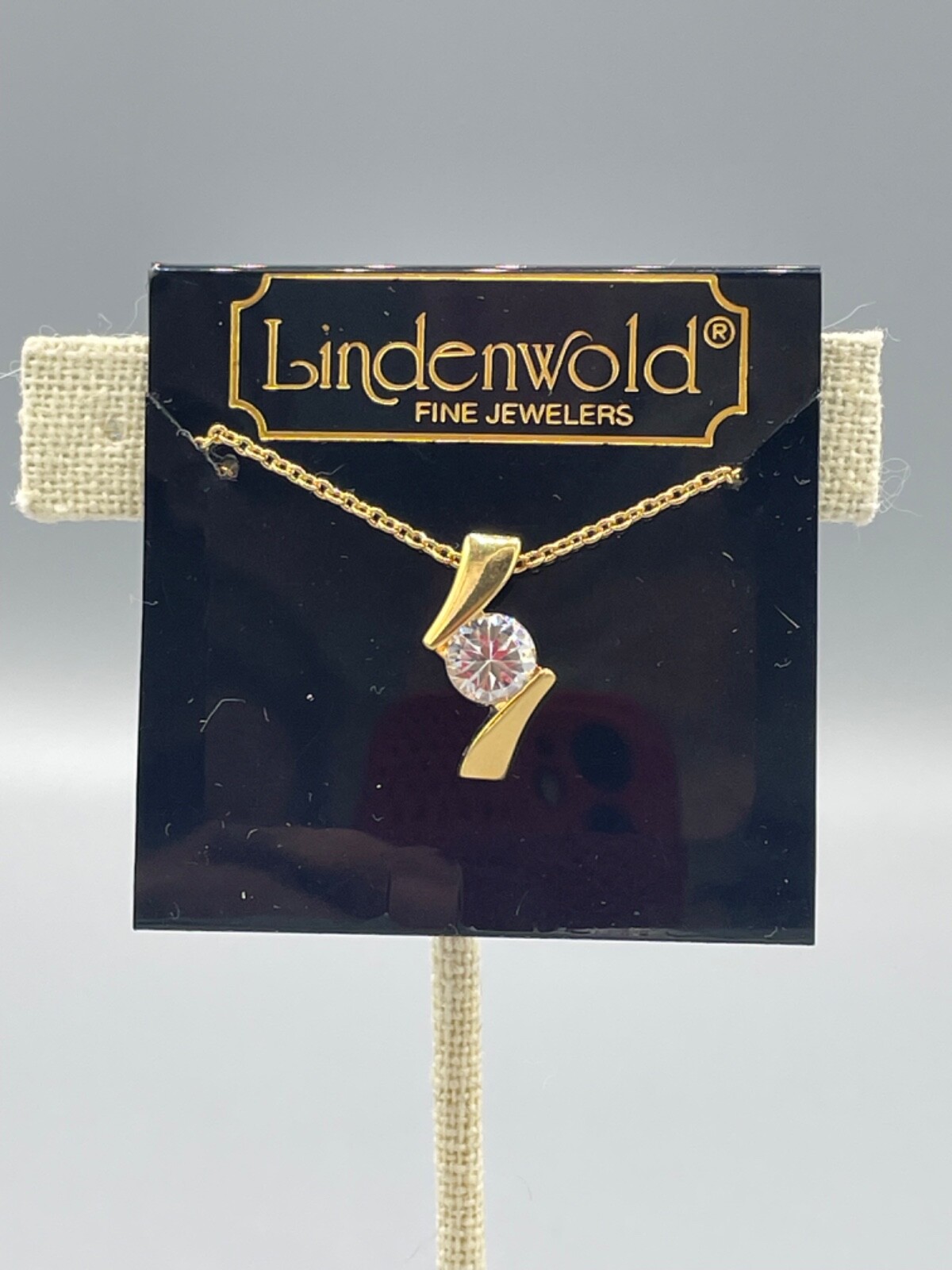 Lindenwold Fine Jewelers 14K Gold Plate Solitaire Cubic Zirconia CZ Necklace
