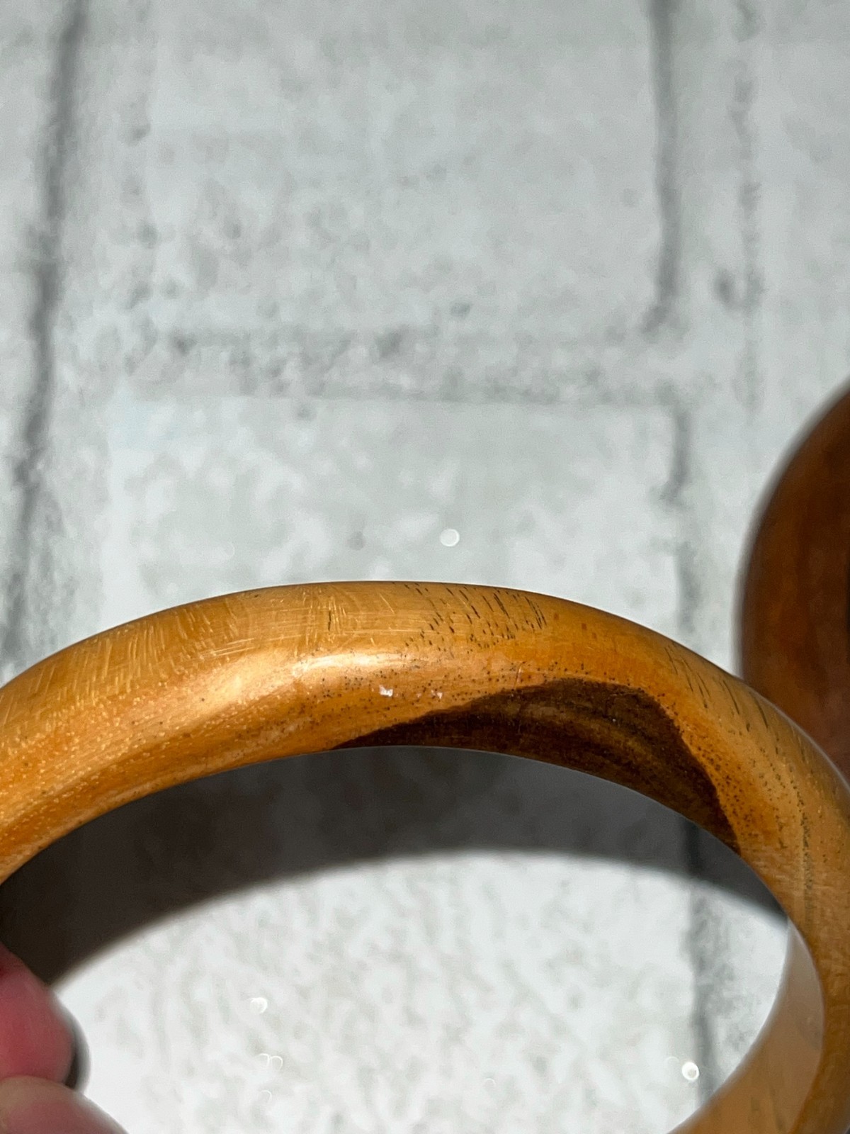 Wooden Bangles Vintage Set of 2, Slide On Natural Woods Earthy Boho