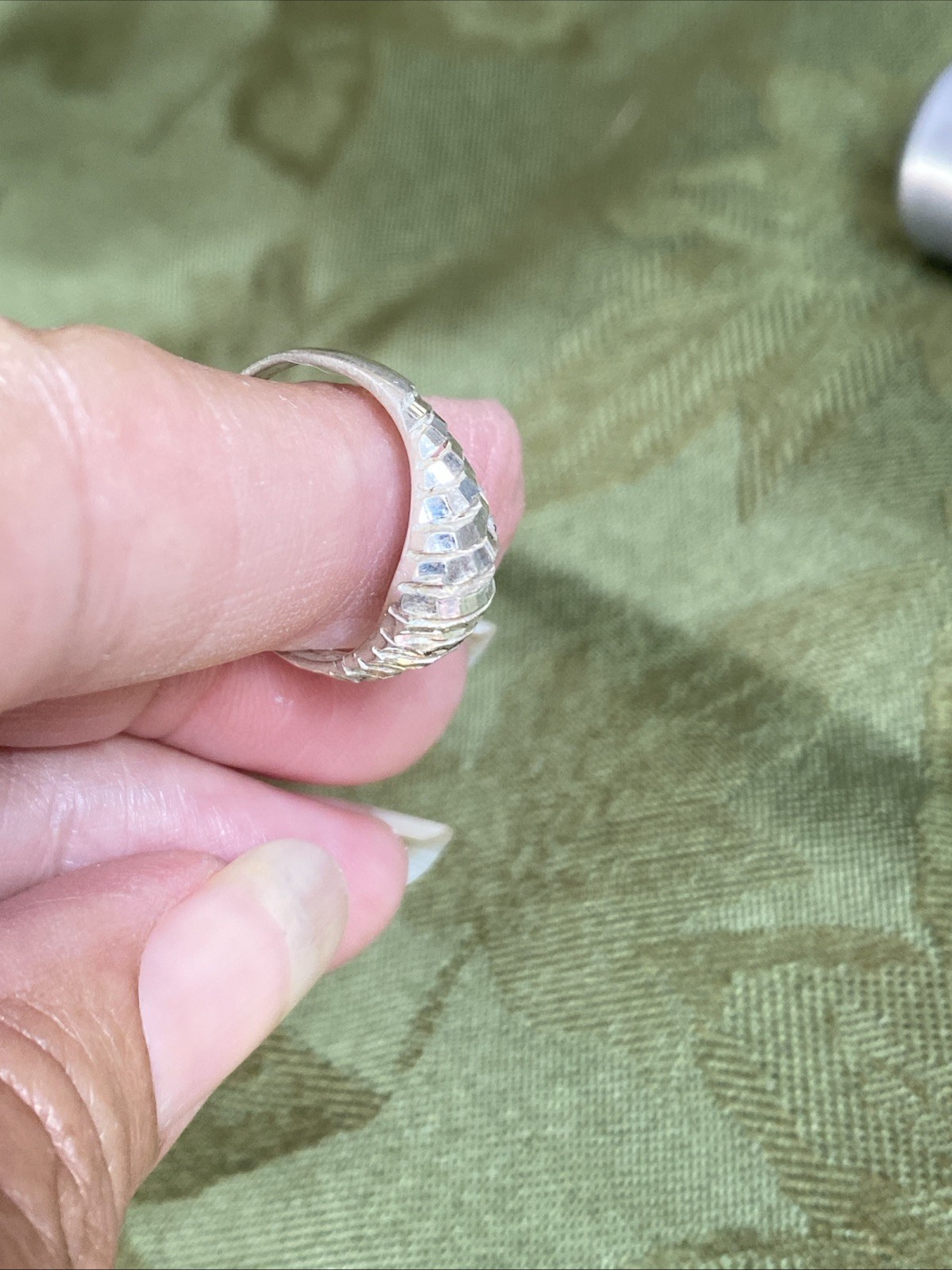 925 Sterling Silver Vintage Diamond-Cut Ribbed Ring Size 5.5 Lightweight