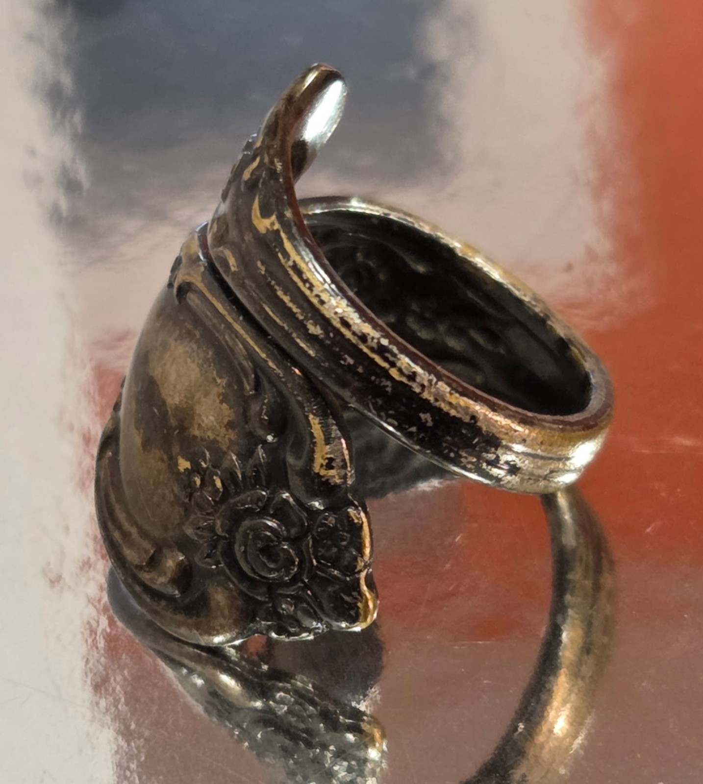 VTG Silver – WM.A. ROGERS ONEIDA Flower Spoon Handle Ring Size 4.25