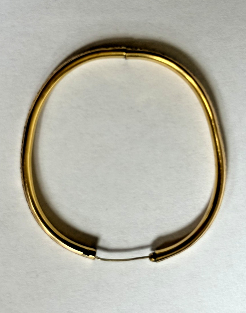 Vintage 10k Gold Filled Baby Bangle with Floral Engravings + Safety Clasp (5.5″)