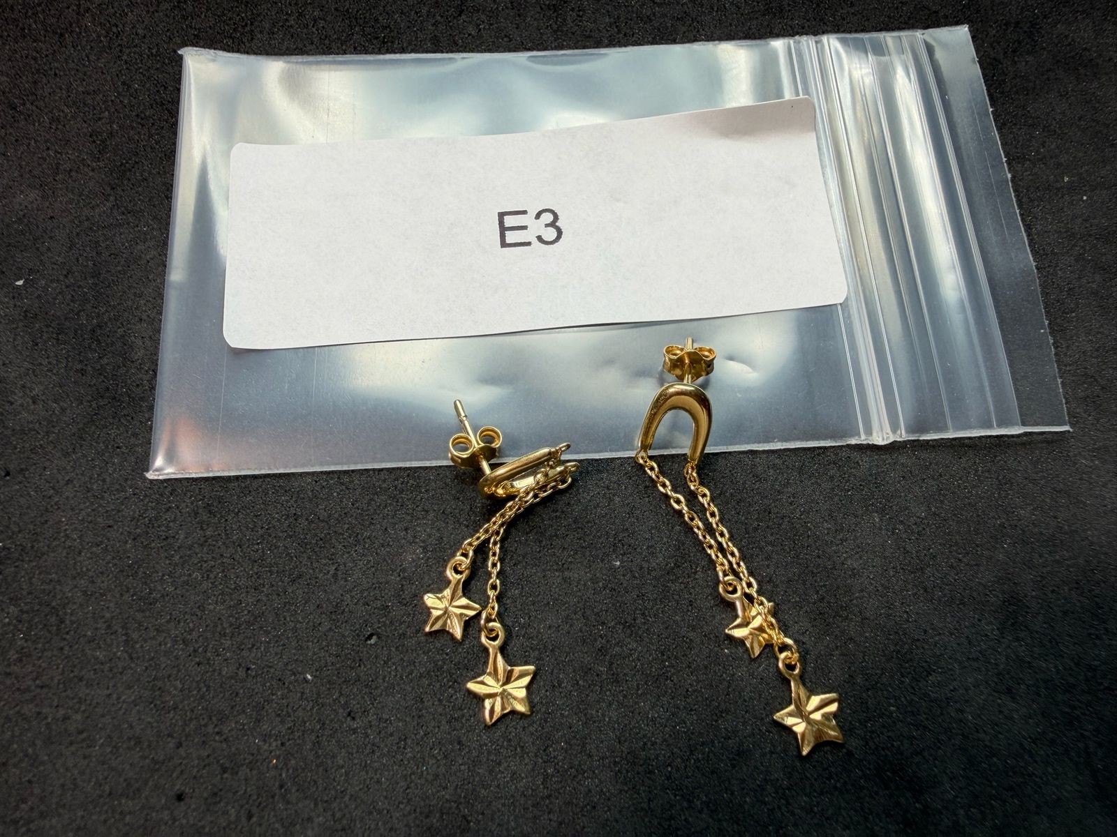 1.69g Vintage Sterling Silver 925 Star Dangle Chain Drop Earrings Jewelry M