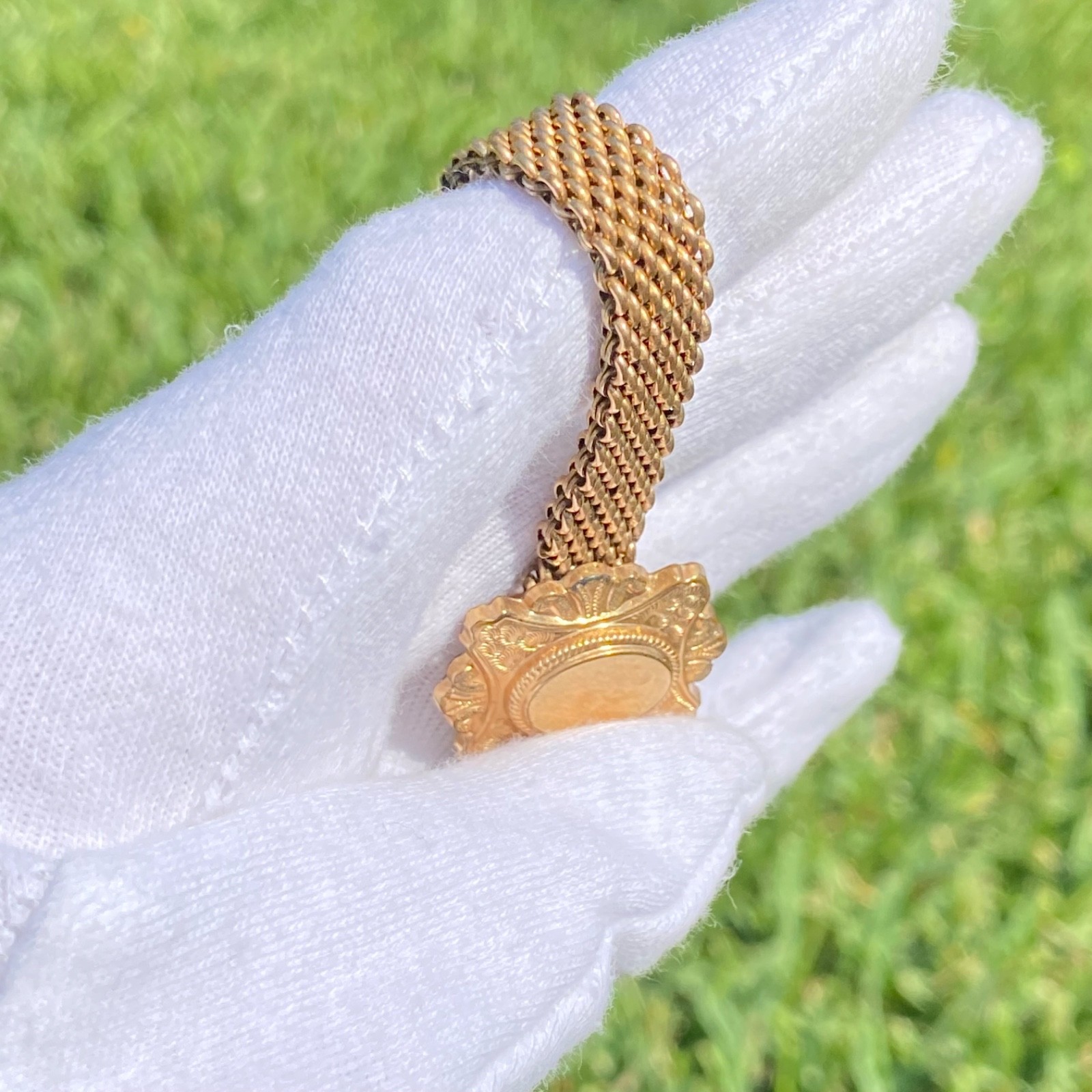 Antique Gold Filled or Rolled Gold Victorian Mesh Slide Wedding Bracelet