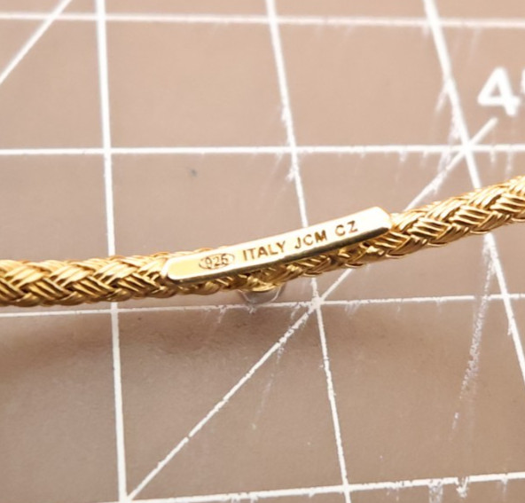 JCM Jewelry bracelet 18K yellow gold clad 925 sterling silver DMQ station 7.25in